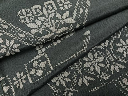 平和屋着物●本場縞大島紬　花尽くし　正絹　逸品　AABK5347ph