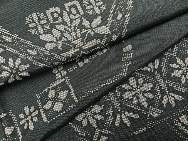 平和屋着物●本場縞大島紬　花尽くし　正絹　逸品　AABK5347ph
