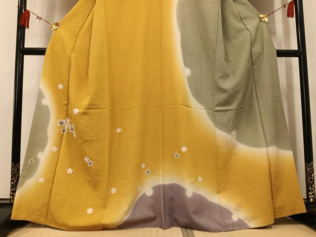 平和屋着物●訪問着　雪輪桜文　暈し染め　金彩　正絹　逸品　AABK5351ph