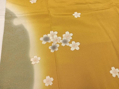 平和屋着物●訪問着　雪輪桜文　暈し染め　金彩　正絹　逸品　AABK5351ph