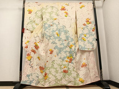 平和屋着物●豪華振袖　駒刺繍　梅　金彩　正絹　逸品　AABK5353ph