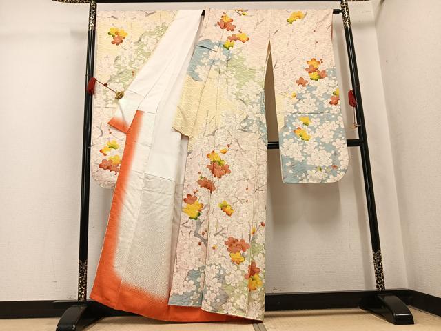 平和屋着物●豪華振袖　駒刺繍　梅　金彩　正絹　逸品　AABK5353ph