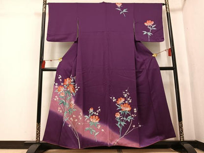 平和屋着物●訪問着　手描き　枝花文　暈し染め　正絹　逸品　AABK5357ph