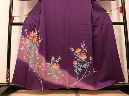 平和屋着物●訪問着　手描き　枝花文　暈し染め　正絹　逸品　AABK5357ph