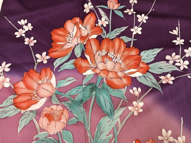 平和屋着物●訪問着　手描き　枝花文　暈し染め　正絹　逸品　AABK5357ph