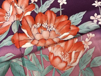 平和屋着物●訪問着　手描き　枝花文　暈し染め　正絹　逸品　AABK5357ph