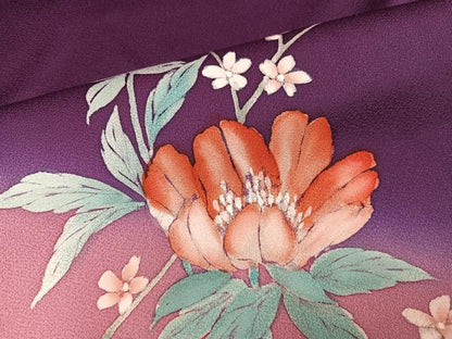 平和屋着物●訪問着　手描き　枝花文　暈し染め　正絹　逸品　AABK5357ph
