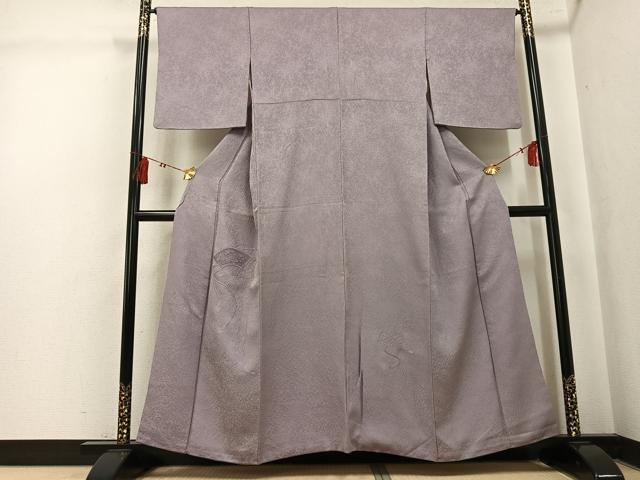 平和屋着物●無地絵羽訪問着　総刺繍　中国三大刺繍　スワトウ刺繍　汕頭刺繍　扇面花地紋　鳩羽鼠色　正絹　逸品　AABK5358ph