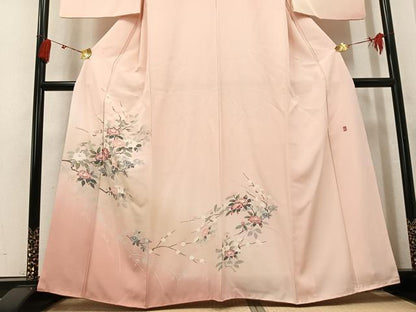平和屋着物●訪問着　友禅　作家物　枝花文　暈し染め　正絹　逸品　AABK5359ph