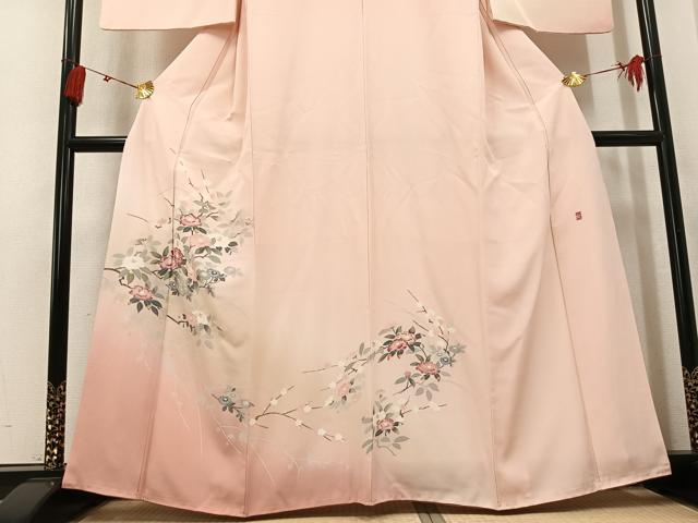 平和屋着物●訪問着　友禅　作家物　枝花文　暈し染め　正絹　逸品　AABK5359ph