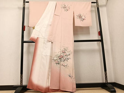 平和屋着物●訪問着　友禅　作家物　枝花文　暈し染め　正絹　逸品　AABK5359ph