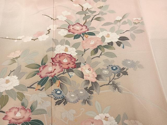 平和屋着物●訪問着　友禅　作家物　枝花文　暈し染め　正絹　逸品　AABK5359ph
