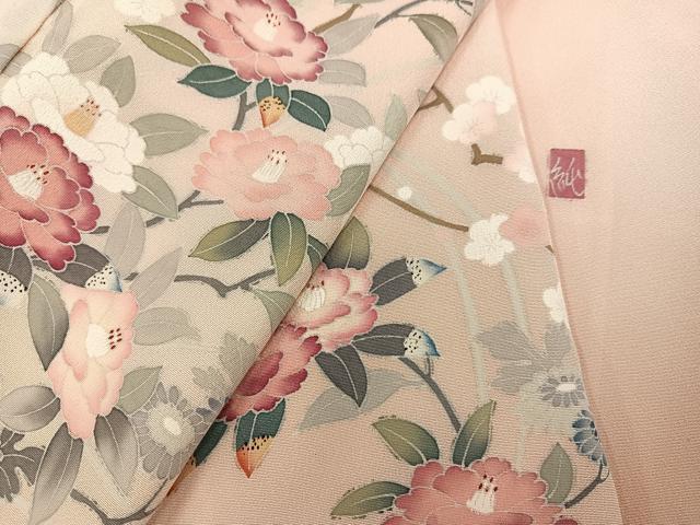 平和屋着物●訪問着　友禅　作家物　枝花文　暈し染め　正絹　逸品　AABK5359ph