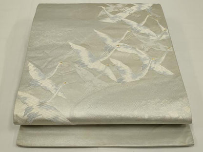 平和屋着物◎六通柄袋帯　唐織　飛鶴文　金銀糸　正絹　逸品　AABK5373ou