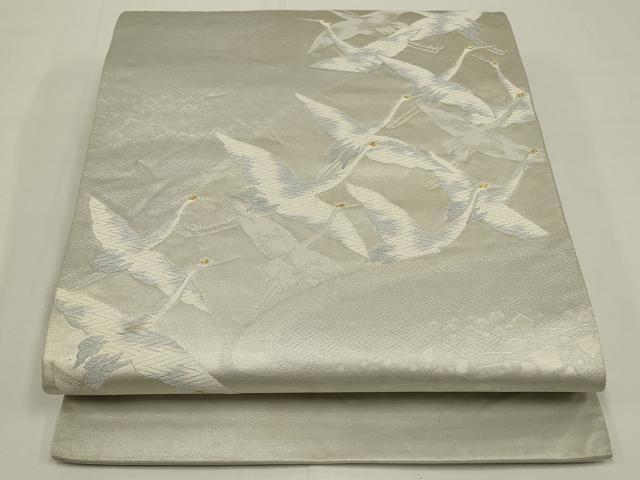 平和屋着物◎六通柄袋帯　唐織　飛鶴文　金銀糸　正絹　逸品　AABK5373ou