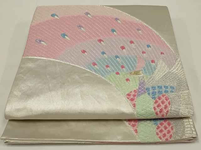 平和屋着物◎六通柄袋帯　唐織　孔雀文　金銀糸　正絹　逸品　AABK5383ou