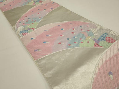 平和屋着物◎六通柄袋帯　唐織　孔雀文　金銀糸　正絹　逸品　AABK5383ou