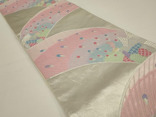 平和屋着物◎六通柄袋帯　唐織　孔雀文　金銀糸　正絹　逸品　AABK5383ou