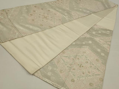 平和屋着物◎六通柄袋帯　唐織　花菱文　金銀糸　正絹　逸品　AABK5385ou
