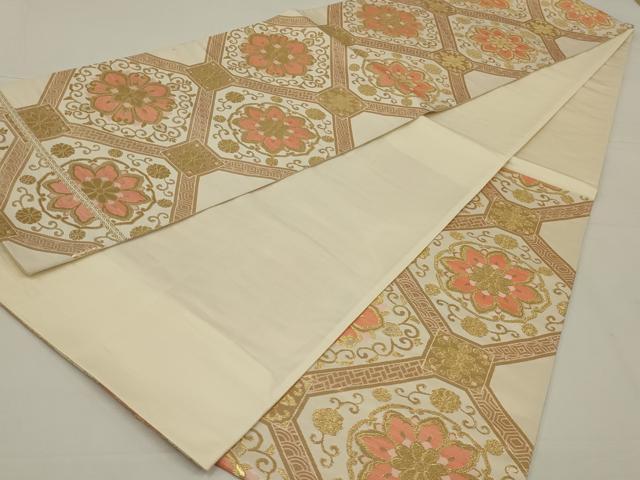 平和屋着物◎六通柄袋帯　蜀江花文　金糸　正絹　逸品　AABK5399ou