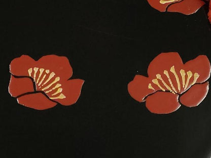平和屋着物●和装小物　下駄　伊と忠　桐下駄　蒔絵　舞花　金彩　鼻緒:赤　逸品　未使用　AABK5402ay