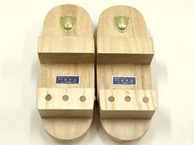 平和屋着物●和装小物　下駄　ぎをん 田中屋　畳表　鼻緒:赤×黄　逸品　AABK5403ay