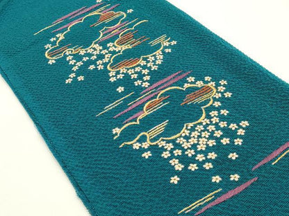 平和屋着物●ファッションデザイナー 花井幸子　和装小物　半衿　刺繍　霞花文　逸品　未使用　AABK5412ay