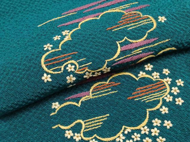 平和屋着物●ファッションデザイナー 花井幸子　和装小物　半衿　刺繍　霞花文　逸品　未使用　AABK5412ay