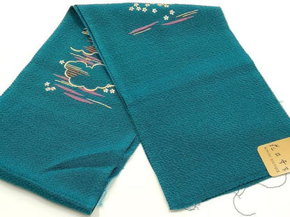 平和屋着物●ファッションデザイナー 花井幸子　和装小物　半衿　刺繍　霞花文　逸品　未使用　AABK5412ay