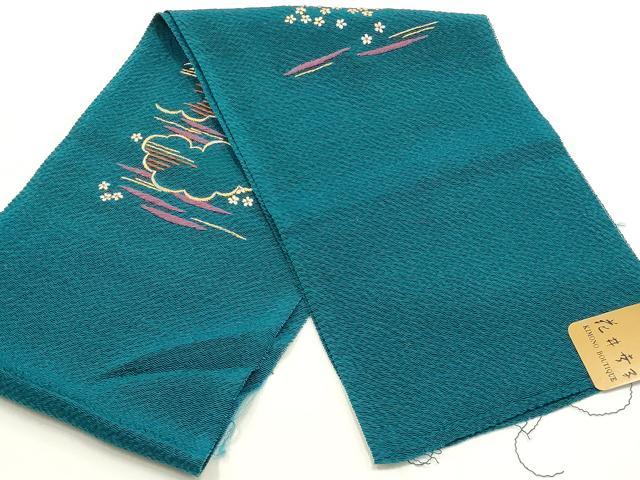 平和屋着物●ファッションデザイナー 花井幸子　和装小物　半衿　刺繍　霞花文　逸品　未使用　AABK5412ay