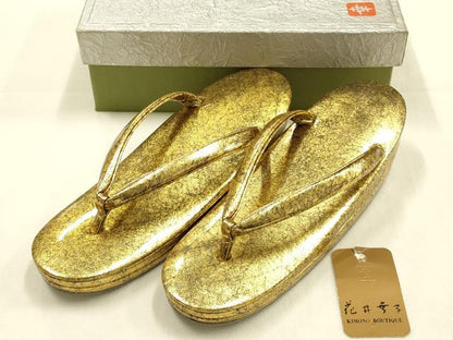 平和屋着物●ファッションデザイナー 花井幸子　和装小物　和装草履　金色　逸品　AABK5414ay