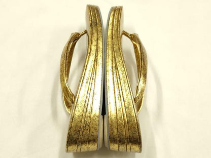平和屋着物●ファッションデザイナー 花井幸子　和装小物　和装草履　金色　逸品　AABK5414ay