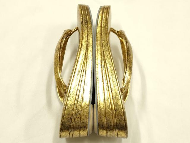 平和屋着物●ファッションデザイナー 花井幸子　和装小物　和装草履　金色　逸品　AABK5414ay