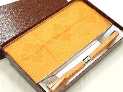 平和屋着物●和装小物　帯締め・帯揚げセット　平組　花菱地紋　逸品　未使用　AABK5418ay