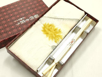 平和屋着物●和装小物　帯締め・帯揚げセット　平組　絞り　霞花文　乱菊　暈し　逸品　未使用　AABK5420ay