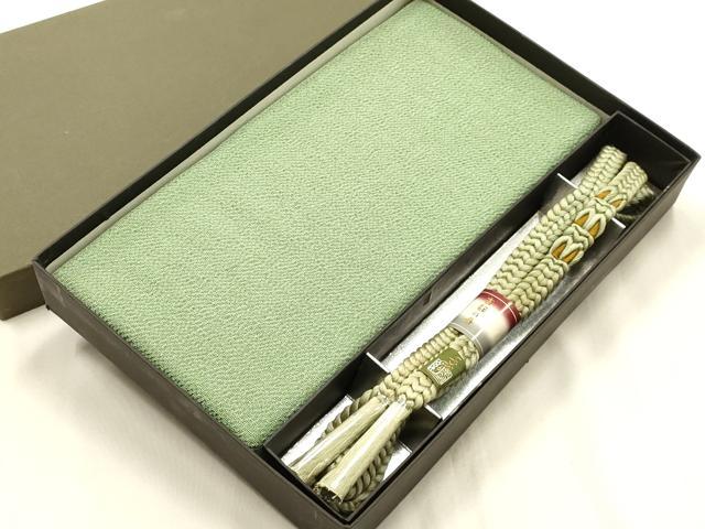 平和屋着物●和装小物　帯締め・帯揚げセット　古都の華　平組　山葵色　逸品　未使用　AABK5421ay