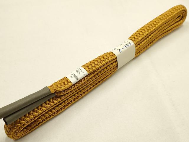 平和屋着物●和装小物　帯締め・帯揚げセット　ラミエール　平組　山吹色　未使用　AABK5422ay