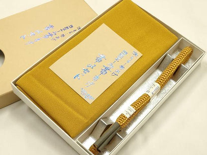 平和屋着物●和装小物　帯締め・帯揚げセット　ラミエール　平組　山吹色　未使用　AABK5422ay