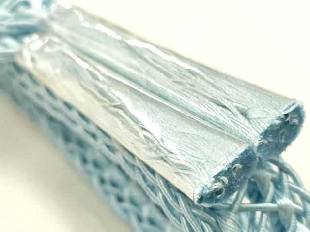平和屋着物＊夏物　和装小物　帯締め・帯揚げセット　平組　レース組　絽　花丸地紋　白藍色　正絹　逸品　未使用　AABK5423ay