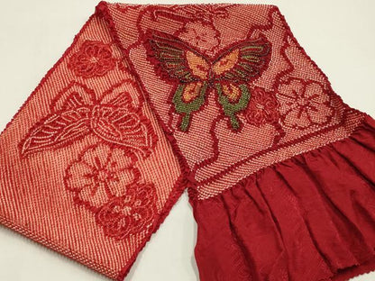 平和屋着物●和装小物　帯締め・帯揚げセット　高麗組　柄絞り　花蝶文　金糸　金彩　逸品　未使用　AABK5428ay