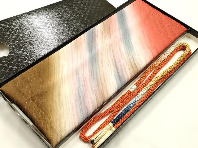 平和屋着物●和装小物　帯締め・帯揚げセット　丸組　霞文　金糸　暈し染め　逸品　未使用　AABK5429ay