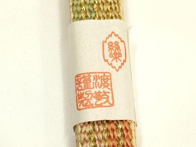 平和屋着物●大正十四年創業 和装小物の老舗 三ッ杵印 紐の渡敬　帯締め　平組　本金箔　木箱付き　正絹　逸品　未使用　AABK5452ay