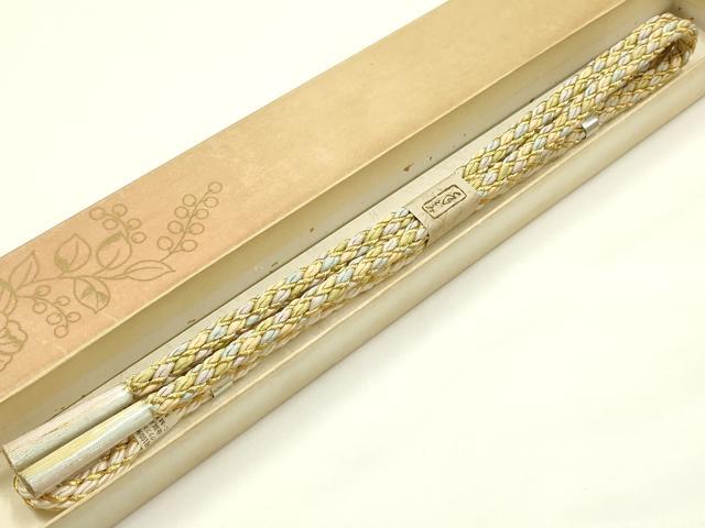 平和屋着物●和装小物　上質な帯締め　丸組　金糸　木箱付き　正絹　逸品　未使用　AABK5453ay