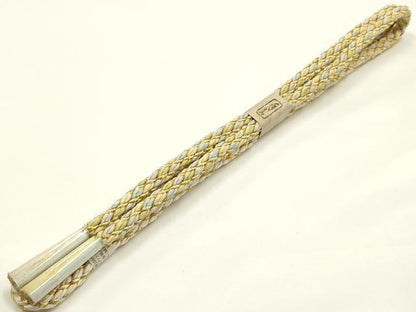 平和屋着物●和装小物　上質な帯締め　丸組　金糸　木箱付き　正絹　逸品　未使用　AABK5453ay