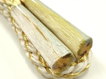 平和屋着物●和装小物　上質な帯締め　丸組　金糸　木箱付き　正絹　逸品　未使用　AABK5453ay