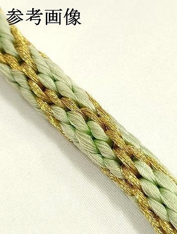 平和屋着物●大正十四年創業 和装小物の老舗 三ッ杵印 紐の渡敬　帯締め　丸組　金糸　撚り房　逸品　未使用　AABK5454ay