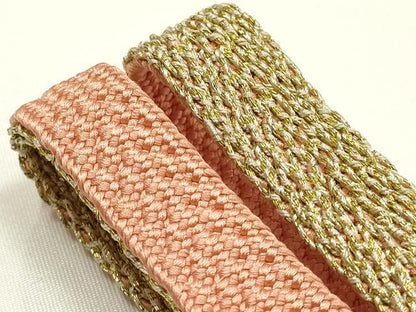 平和屋着物●大正十四年創業 和装小物の老舗 三ッ杵印 紐の渡敬　帯締め　平組　本金箔　木箱付き　正絹　逸品　未使用　AABK5455ay