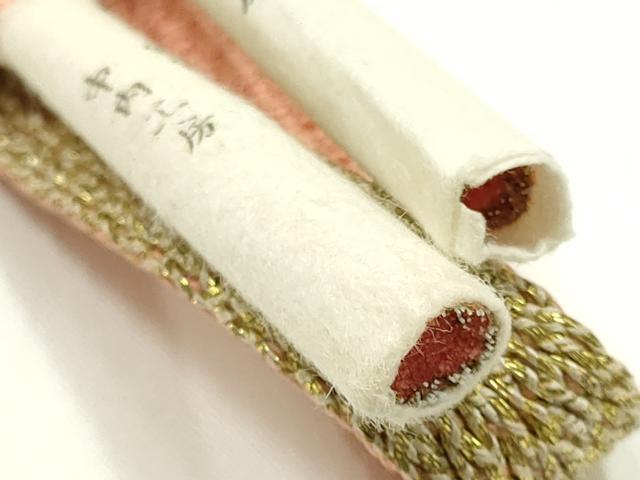 平和屋着物●大正十四年創業 和装小物の老舗 三ッ杵印 紐の渡敬　帯締め　平組　本金箔　木箱付き　正絹　逸品　未使用　AABK5455ay