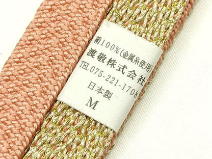 平和屋着物●大正十四年創業 和装小物の老舗 三ッ杵印 紐の渡敬　帯締め　平組　本金箔　木箱付き　正絹　逸品　未使用　AABK5455ay