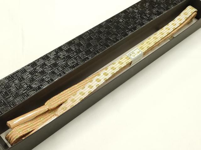 平和屋着物●和装小物　上質な帯締め　貝ノ口組　金糸　暈し　正絹　逸品　未使用　AABK5462ay